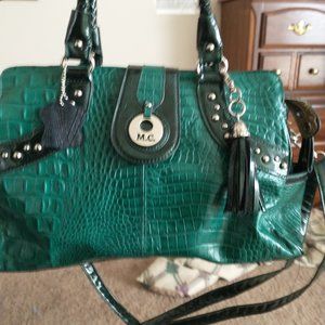 MADI CLAIR GREEN CROCO HANDBAG